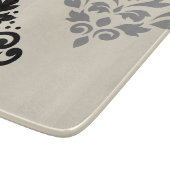 Scroll Damask Art I Black Gray Creme Schneidebrett (Ecke)