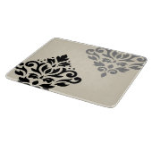 Scroll Damask Art I Black Gray Creme Schneidebrett (Ecke)