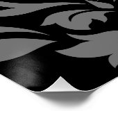 Scroll Damask Art I Black Gray White Poster (Ecke)
