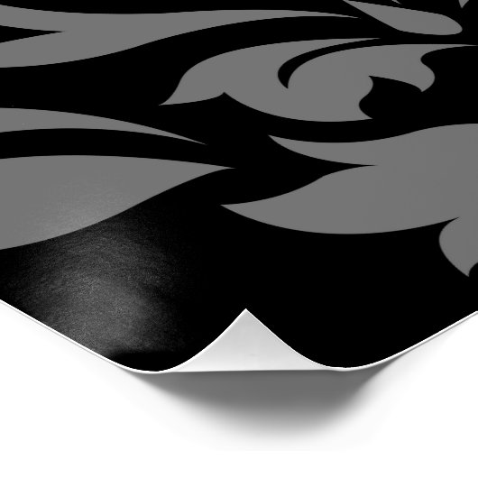 Scroll Damask Art I Black Gray White Poster (Ecke)