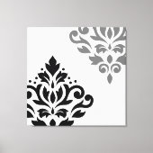 Scroll Damask Art I Black & Grey on White Leinwanddruck (Vorderseite)