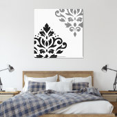 Scroll Damask Art I Black & Grey on White Leinwanddruck (Insitu (Schlafzimmer))