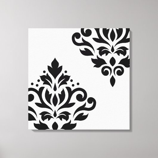Scroll Damask Art I Black on White Leinwanddruck (Vorderseite)