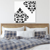 Scroll Damask Art I Black on White Leinwanddruck (Insitu (Schlafzimmer))