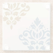 Scroll Damask Art I Blue Gold Creme Glasuntersetzer (Rückseite)
