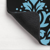 Scroll Damask Art I Blue on Black Mousepad (Ecke)