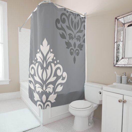 Scroll Damask Art I Cream & Gran Duschvorhang (Beispiel)