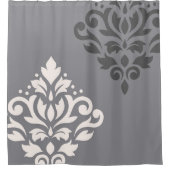 Scroll Damask Art I Cream & Gran Duschvorhang (Vorderseite)