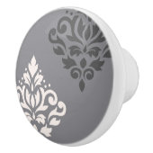 Scroll Damask Art I Cream & Gran Keramikknauf (Rechts)