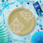 Scroll Damask Art I Creme on Gold Pappteller (Party)