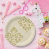 Scroll Damask Art I Gold auf Creme Pappteller (Party)