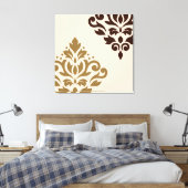 Scroll Damask Art I Gold & Brown auf Creme Leinwanddruck (Insitu (Schlafzimmer))