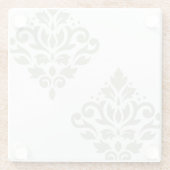 Scroll Damask Art I Green on White Glasuntersetzer (Rückseite)