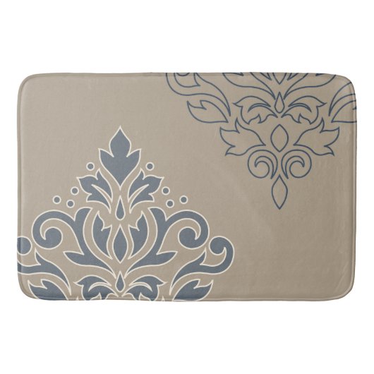 Scroll Damask Art I (Kontur) Cream Blues Sand Badematte (Vorderseite)