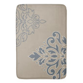 Scroll Damask Art I (Kontur) Cream Blues Sand Badematte (Vorderseite Vertikal)