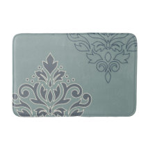 Scroll Damask Art I (Kontur) Creme Blues Aquamarin