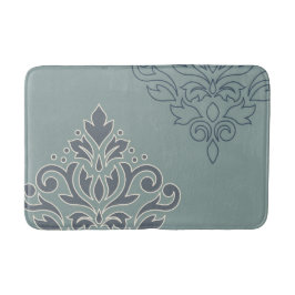 Scroll Damask Art I (Kontur) Creme Blues Aquamarin Badematte