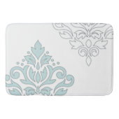 Scroll Damask Art I (line) Duck Egg Blue Gray Wt Badematte (Vorderseite)