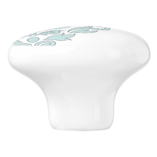 Scroll Damask Art I (line) Duck Egg Blue Gray Wt Keramikknauf (Seitenansicht)