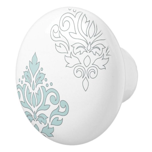 Scroll Damask Art I (line) Duck Egg Blue Gray Wt Keramikknauf (Rechts)