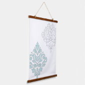 Scroll Damask Art I (line) Duck Egg Blue Gray Wt Wandteppich Mit Holzrahmen (Gewinkelt)