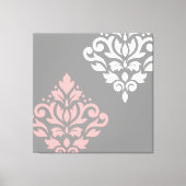Scroll Damask Art I Pink White Grau Leinwanddruck (Vorderseite)