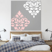 Scroll Damask Art I Pink White Grau Leinwanddruck (Insitu (Schlafzimmer))