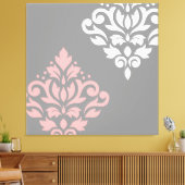 Scroll Damask Art I Pink White Grau Leinwanddruck (Insitu (Wohnzimmer))