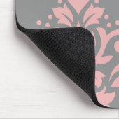 Scroll Damask Art I Pink White Grau Mousepad (Ecke)