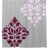 Scroll Damask Art I Plum Pink Grau Duschvorhang (Vorderseite)