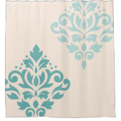 Scroll Damask Art I Tees on Cream Duschvorhang (Vorderseite)