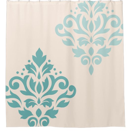 Scroll Damask Art I Tees on Cream Duschvorhang (Vorderseite)