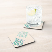 Scroll Damask Art I Tees on Cream Getränkeuntersetzer (Rechte Seite)