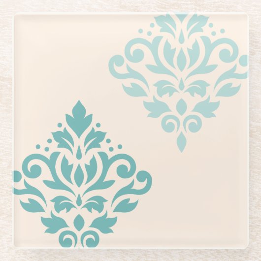 Scroll Damask Art I Tees on Cream Glasuntersetzer (Vorderseite)