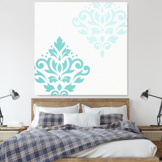 Scroll Damask Art I Tees on Cream Leinwanddruck (Insitu (Schlafzimmer))