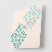 Scroll Damask Art I Tees on Cream Quadratische Wanduhr (Winkel)