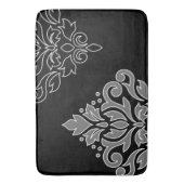 Scroll Damask Art I White Line Grau Schwarz Badematte (Vorderseite Vertikal)