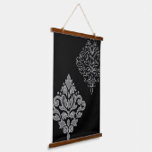 Scroll Damask Art I White Line Grau Schwarz Wandteppich Mit Holzrahmen (Gewinkelt)