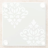 Scroll Damask Art I White on Green Glasuntersetzer (Rückseite)