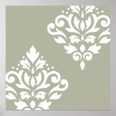Scroll Damask Art I White on Green Poster (Vorne)
