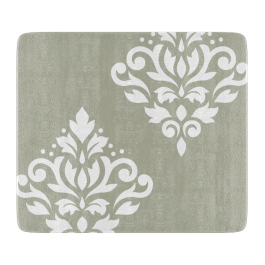 Scroll Damask Art I White on Green Schneidebrett (Vorderseite)