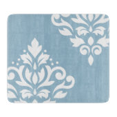 Scroll Damask Art I White on Light Blue Schneidebrett (Vorderseite)