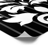 Scroll Damask Art I White über graue Streifen und Poster (Ecke)