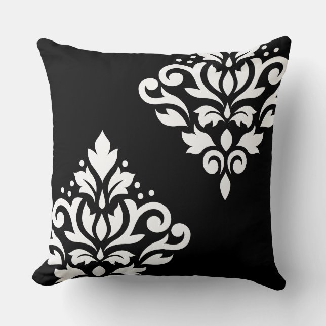 Scroll Damask Art Ib White Kissen (Vorderseite)