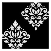 Scroll Damask Art Ib White Poster (Vorderseite)