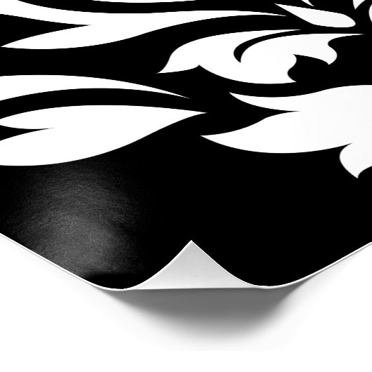 Scroll Damask Art Ib White Poster (Ecke)