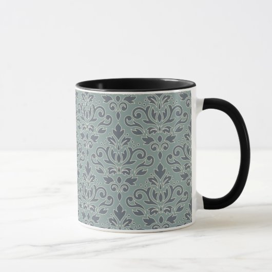 Scroll Damask Big Pattern (Kontur) Crm Blau Aquama Tasse (Rechts)