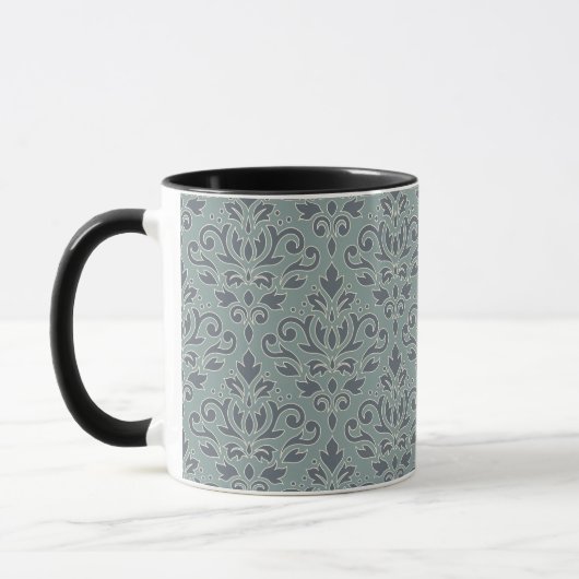Scroll Damask Big Pattern (Kontur) Crm Blau Aquama Tasse (Links)