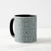 Scroll Damask Big Pattern (Kontur) Crm Blau Aquama Tasse (Vorderseite Links)