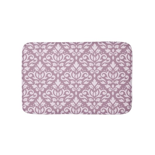 Scroll Damask Big Pattern Pink auf Mauve Badematte (Vorderseite)